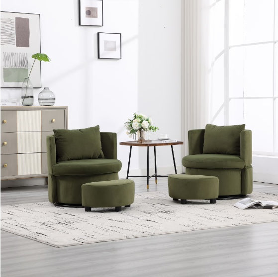 Upholstered Bucket-shaped Dining Chair With Ottoman