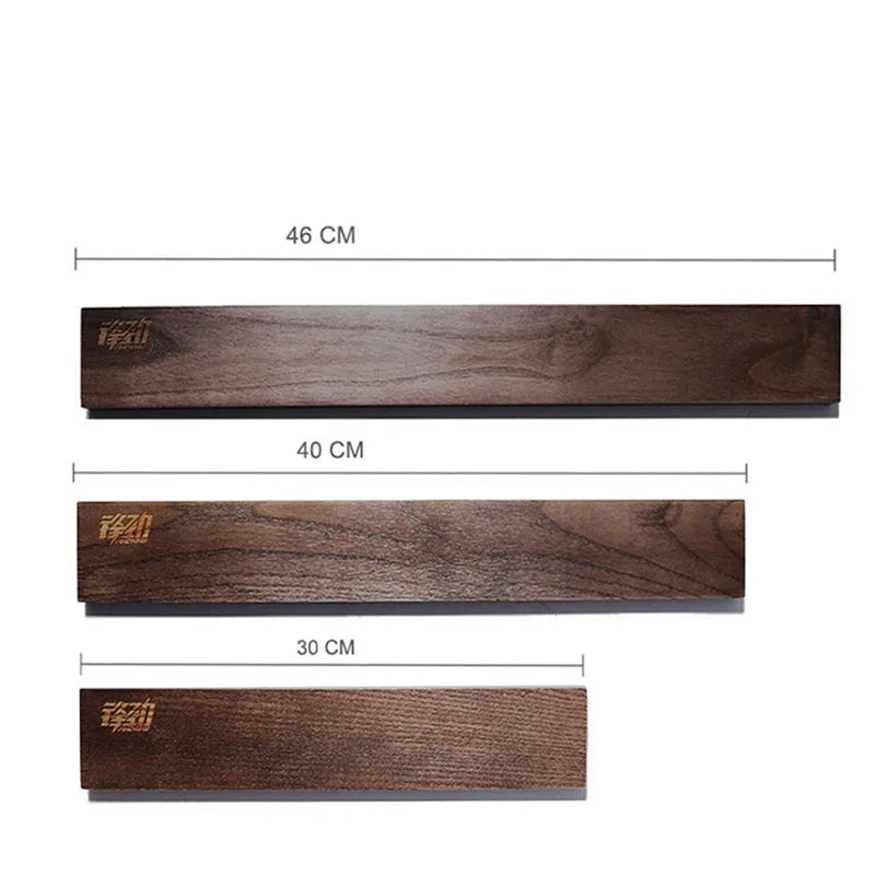 New Design Powerful Magnetic Knife Strip Handmade Acacia Wood Knives Holder Wall Mount Block 3Pcs 12' 16' 18 Inch Rack