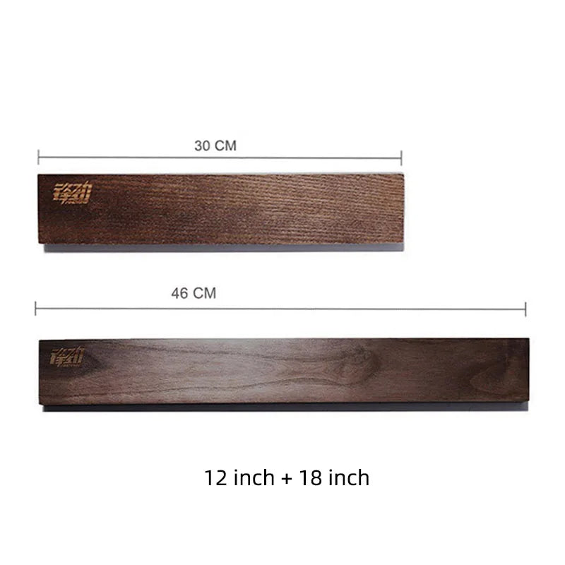 New Design  Powerful Magnetic Knife Strip Handmade Acacia Wood Knives Holder Wall Mount Block 3Pcs 12' 16' 18 Inch Rack