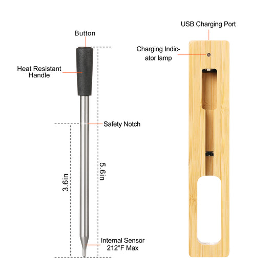 Wireless Bluetooth BBQ Thermometer with Probe