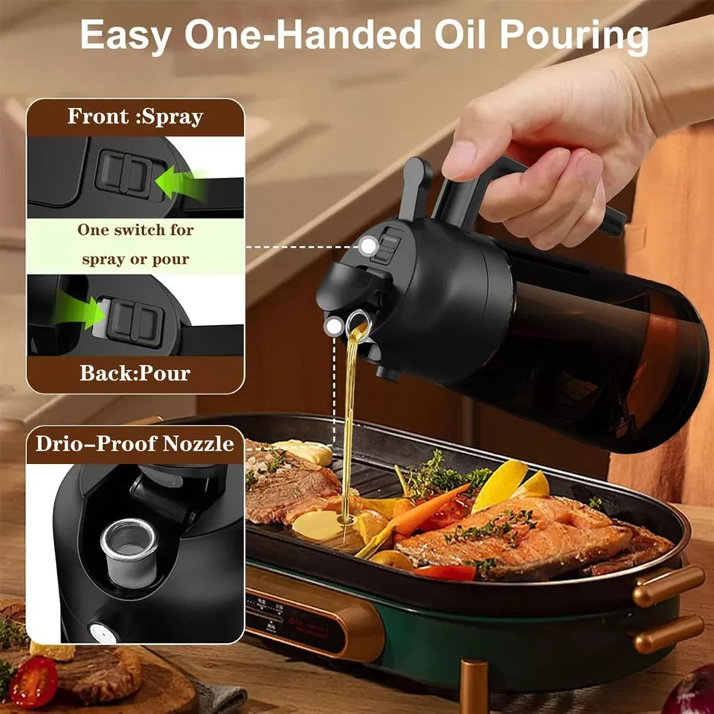 2-In-1 Glass Oil Dispenser & Sprayer - 16Oz/470Ml Leakproof Olive Oil Sprayer Bottle for Cooking, Air Fryer, BBQ, Baking, Salad